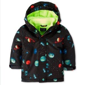 The children’s place Astronaut Space Planets Stars Puffer Jacket/Coat 2T Mittens
